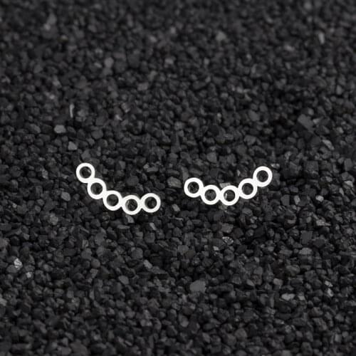 10pcs Women Stainless Steel Tiny Five Circles Stud Earring Ear Jewelry Silver Colour Simple Circle Earing Boucle d'oreille Femme