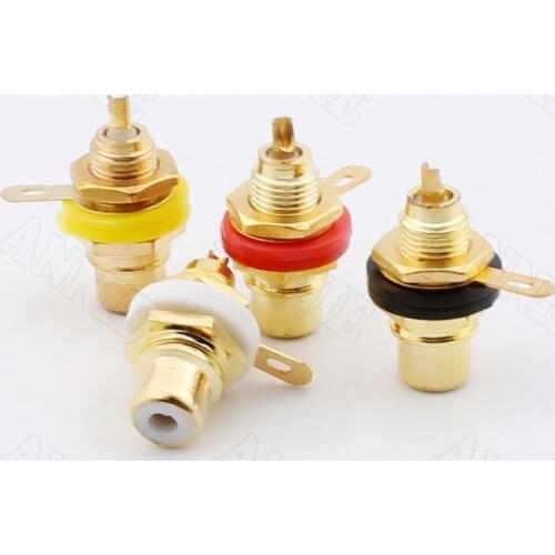 100pcs/lot RCA F AV Audio Power Amplifier Socket Fancier Plug Terminal Red Yellow White Black