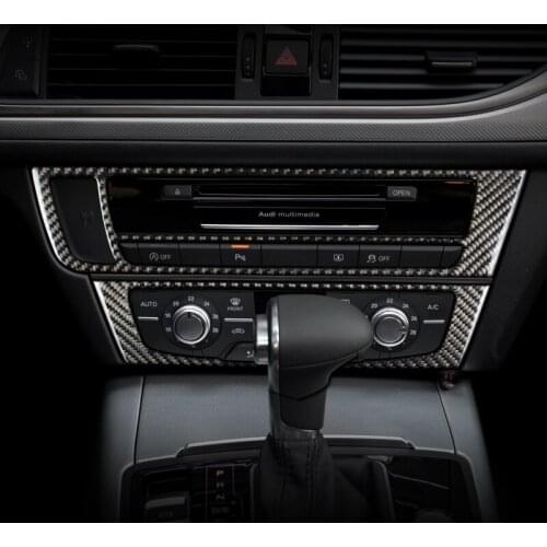 For Audi A6 C7 accessories internal adjustment carbon fiber air conditioning CD control panel decoration LHD RHD auto parts