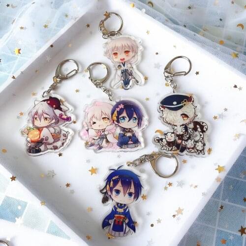 Anime Collection Acrylic Double Sided Touken Ranbu Keychain Cartoon Figure Mikazuki Tsuramaru Key Ring Pendant