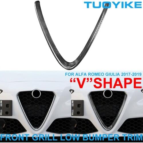 LHD RHD Car Styling Real Dry Carbon Fiber Interior Front Grill Grille Low Bumper V Shape Trim Cover For Alfa Romeo Giulia 17-19