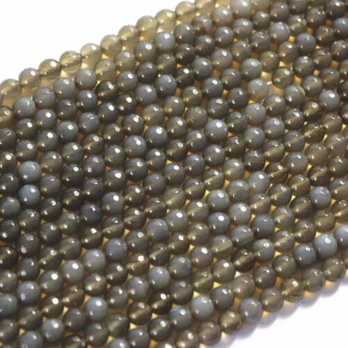 Beautiful Grey 6mm 8mm 10mm 12mm Fashion agat carnelian faceted round stone loose beads diy hot sale noble Jewelry 15 inches A13