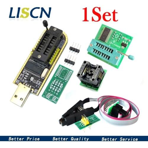 CH341A 24 25 Series EEPROM Flash BIOS USB Programmer Module + SOIC8 SOP8 Test Clip + 1.8V adapter + SOIC8 adapter DIY KIT
