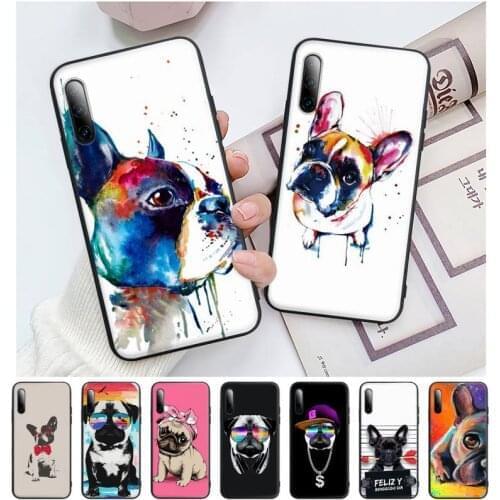 Hot French Bulldog Dog Pug Black Rubber Mobile Phone Cover Case For Huawei P9 P10 P20 P30 P40 Lite Pro P Smart 2020 2019