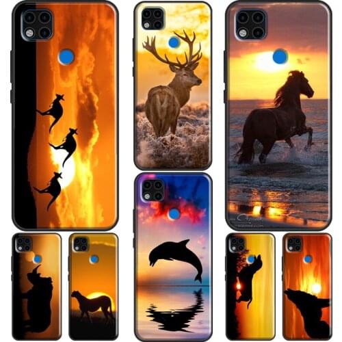 Elephant Deer Horse Giraffe Sunset Phone Case For Xiaomi Redmi Note 10 Pro 8T 9S 8 9 Pro Cover For Redmi 9 9T 9A 9C 7A 8A K40
