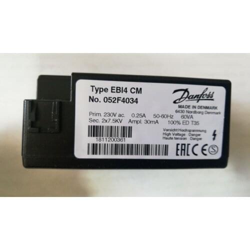 Danfoss ignition transformer Type EBI4 CM No.052F4034 PRIM.230VAC 0.25A 50-60HZ 60VA MADE IN DENMARK