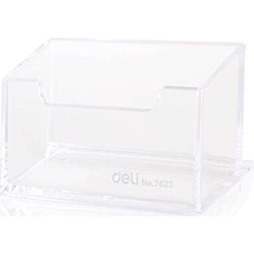 Deli Stationery 7623 Business Card Holder/Desktop Card Case/Fully Transparent Plastic Card Case