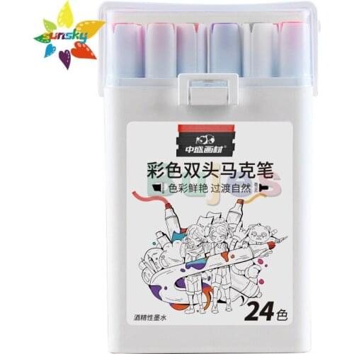 Double headed Alcoholic Ink marker 24/48/60 color Wide head 6mm/Round head Watercolor pen for childrens animation Art Supplies