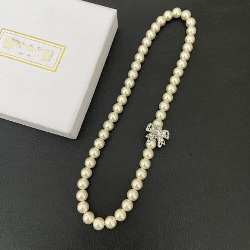 European and American classic fashion bow pearl necklace and bracelet