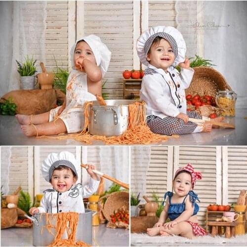 Newborn Kitchen Photography Background Wooden Door Backdrop Baby Shower Children Portrait Party Decorative Props Photo Studio