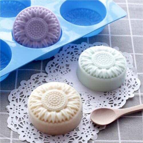 6 Cavity Flower Shape Soap Mold Silicone Molds for Hand Make Diy Soap Making Cake Decorating Resin Clay Mould