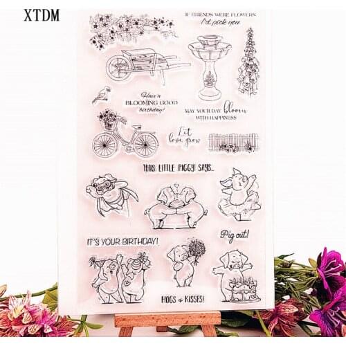 Hot sale piggy Transparent Clear Stamps / Silicone Seals Roller Stamp for DIY scrapbooking photo album/Card Making