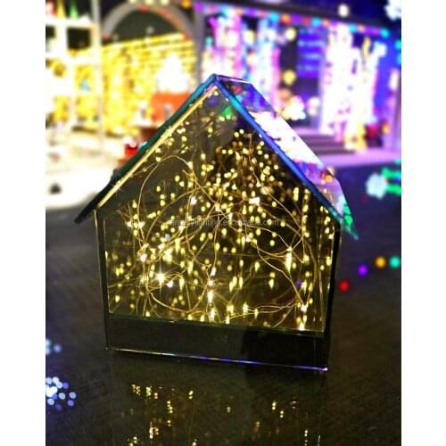 Hot LED House Shape Glass Night L​​​​light AA Battery Powered for Christmas Home Decoration
