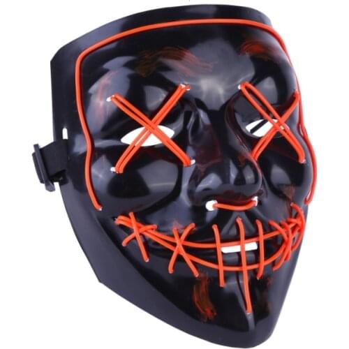 Halloween Cosplay Funny Mask Full Face Covered LED Costume Mask EL Wire Light Up Mask Festival Party