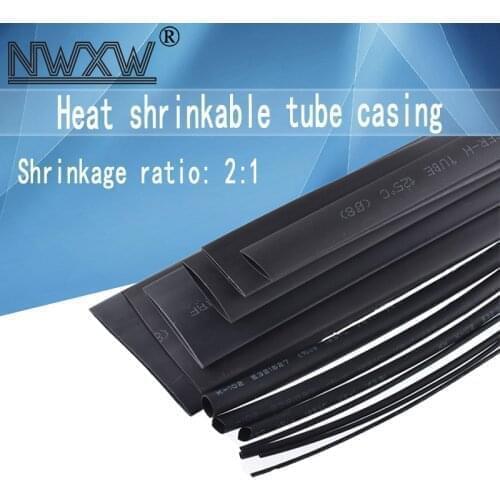 5 meters/lot Insulation heat shrinkable tube black diameter 5MM/6MM/7MM/8MM/9MM/10MM/11MM/12MM/13MM/14MM shrink tube