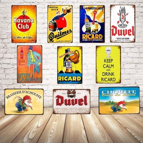 [ Kelly66 ] Beer Keep Calm And Drink Ricard Chouffe Duuel Tin Metal Sign Home Decor Bar Wall Art Painting 20*30 CM Size JT-55