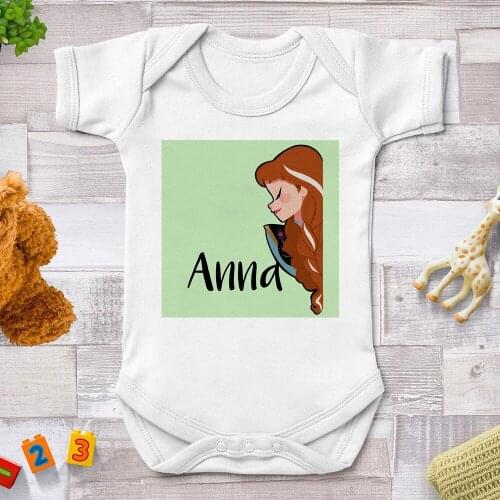 Frozen Princess Anna Printed Baby Rompers 0-24M Newborn Jumpsuits Harajuku Disney Princess Cute Infant Bodysuits Baby Outfits