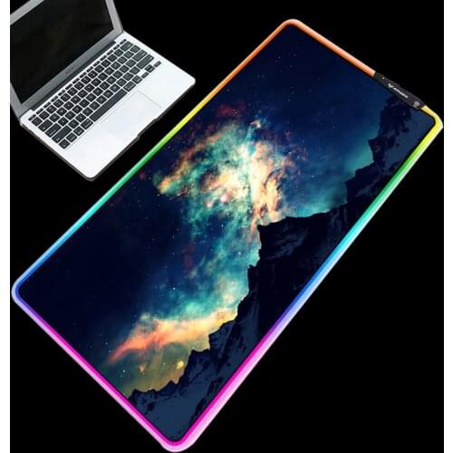 Mairuige RGB Mouse Pad Rubber Non-slip LED Light Edge USB Charging Adjustable XXL Snow Mountain Starry Sky Alfombrilla Ordenador