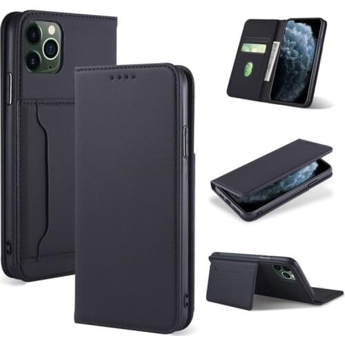 Leather Flip Case Cover For iPhone 6 7 8 Plus X XS XR 11 Pro Max 12 Wallet Case Bus Card Slots Shockproof Flip Shell