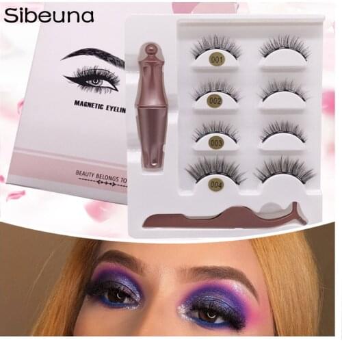 New 4 pairs of magnet eyelash makeup eyelashes magnetic eyelash eyeliner eyelash curler easy to wear thick false eyelashes gift