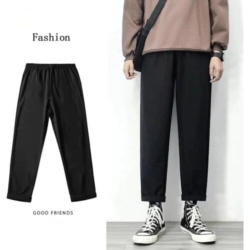 Fall New Solid Color Mens Pants Straight Tooling Pants Loose Plus Fat Casual Trousers Men Streetwear Joggers Men S-5XL