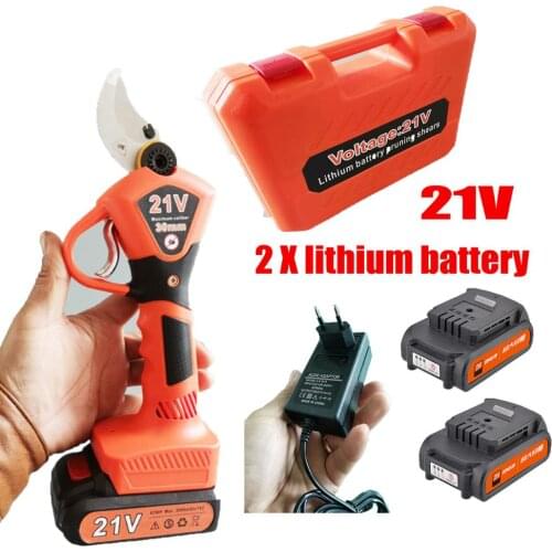 600W 21V Rechargeable Electric Pruning Scissors Pruning Shears Garden Pruner Secateur Branch Cutter Cutting Tool w/ 2x Battery