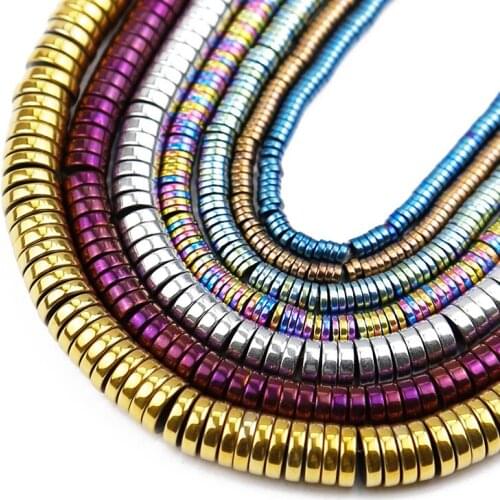 Flat Round Gold,Purple Coin Hematite Natural Stone Spacers Loose Beads For Jewelry Making DIY Bracelet Accessories 3/4/6/8mm