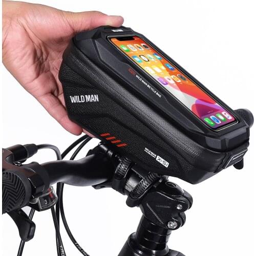 WILD MAN Quick Release 1L Waterproof Bicycle Handlebar Bag Bike Top Tube Phone Holder Touch Screen Mountain Road Bike Cycling