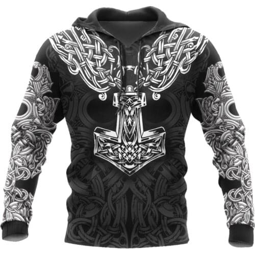 Viking Hoodie - Mjolnir odin 3D Printed Men hoodies Harajuku Fashion Hooded Sweatshirt Autumn Unisex hoodie sudadera hombre