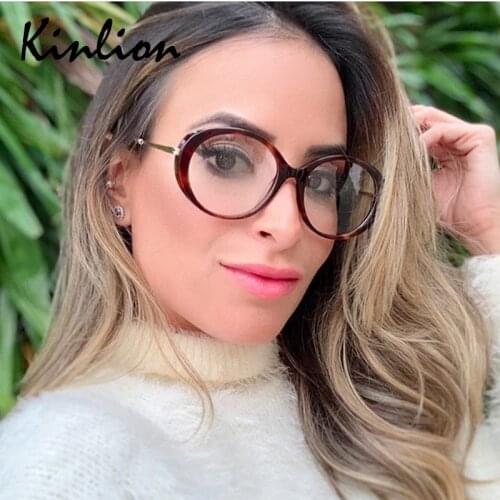 Kinlion Vintage Oval Metal Women Glasses Frame Retro Round Ladies Eyeglasses Frame Classic Female Big Glasses Frame Optical 2020