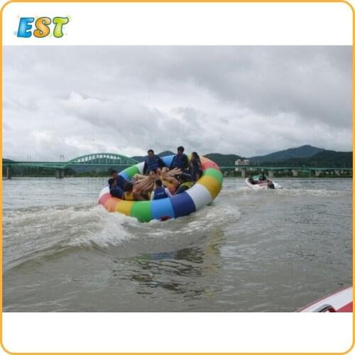 High quality commercial grade floating saturn water toy inflatable towable disco boat for sale