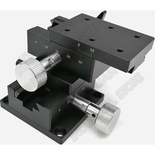 XY 2 Axis 40*60mm Manual adjustment platform 15mm stroke Dovetail Groove Linear Guide Rack Gear optics Fine Tuning Sliding Table