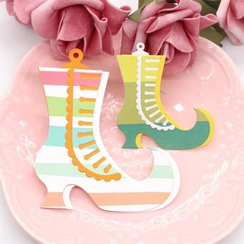 YPP CRAFT Witch Shoes Halloween Tags Metal Cutting Dies Stencils for DIY Scrapbooking Decorative Embossing DIY Paper Cards