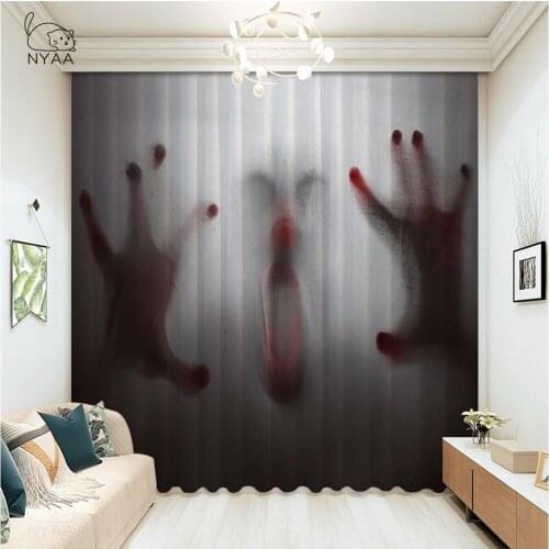 Horror Bloody Hands Curtains For Bed Printed Curtain For Gate Of Kitchen Cabinet Decoration Curtains For Kitchen Micro Shading