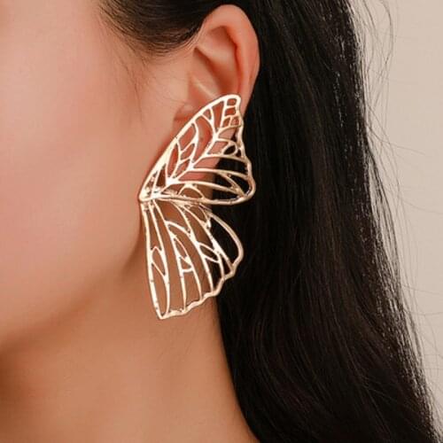 Find Me Creative Hollow Butterfly Wing Earrings Two-Tone Alloy Earrings For Women Jewelry Accessories