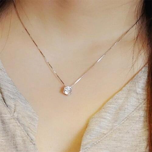 White Gold Color Necklaces Pendants Lady Cubic Zirconia Jewelry Simple Choker Necklaces Women Accessories Jewelry Gift