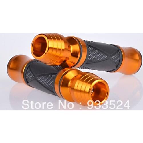 1 Pair Gold 7/8''Aluminum Rubber CNC Motorcycle Handle Bar Hand Grips & Bar End 22MM For Honda CBR Kawasaki KX Suzuki GSX-R Drz