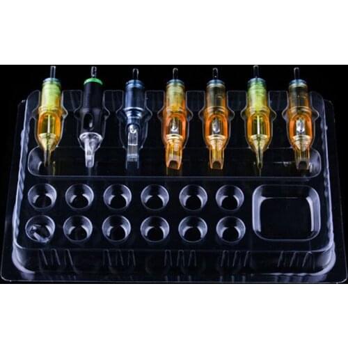 20pcs Disposable Versatile Transparent Plastic Pigment Tray Palette For Tattoo Rectangle Ink H Cartridge Needles Holder