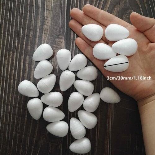 3cm 30pcs White Water Drop Modeling Foam Rose Bud For Nylon Stocking Flower Accessories Polystyrene Styrofoam Buds 30mm 1.18inch