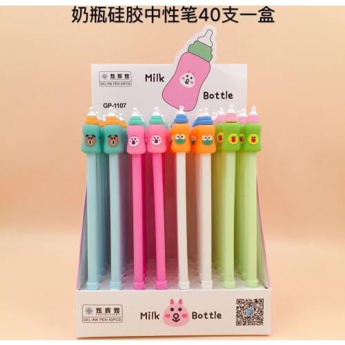 40 piezas historieta de los plumas del Gel colorido botella de color negro gel-inkpens para la escritura suministros