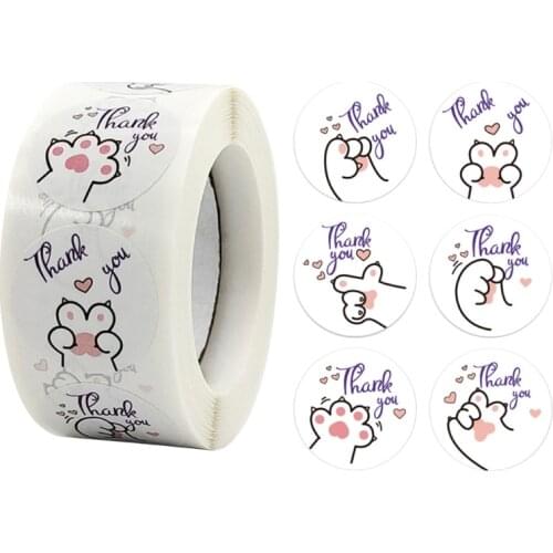 Exquisite Round Cartoon Kitten Label Zoos Animal Stickers 500 Pcs Class Rewards
