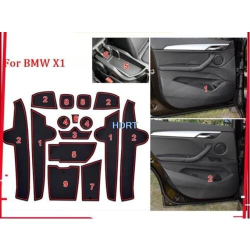 Car Door Mat Auto Accessories For BMW X1 2016 2017 2018 2019 2020 2021 15pcs Anti Slip Car Pad Rubber Mat Interior Cup Pad