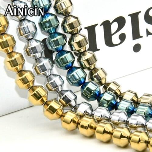 High Pollish Titanium Plating 6~9mm Hematite Gravel Beads Rainbow Blue Gold Silver Color DIY Jewelry Making Loose Beads 5pcs