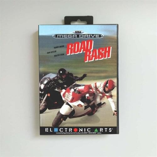 Road Rash - EUR Cover With Retail Box 16 Bit MD Game Card for Megadrive Genesis Video Game Console