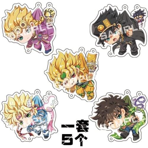 Collection Toy JoJos Bizarre Adventure Anime NEW Acrylic Keychains Kujo Jotaro Giorno Giovanna Casear Cartoon Bags Pendant