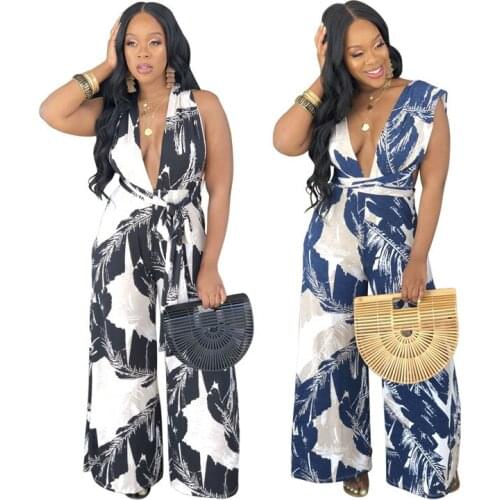 Womens Sexy Fashion Summer Clothing Wide Leg Pants Female Halter Sling Europe and America Loose Type Jumpsuits