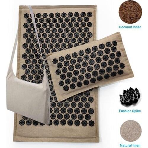 Getinfit Eco Spike Coconut Fiber Acupressure Mat Massage Mat Set Yoga Mat Needle Relieve Back Pain Relax Muscles