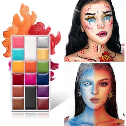 16Colors Face Body Paint Water-Based Halloween Party Ball Game Fan Fancy Body Art Makeup Pigment Body Painting Beauty MakeupTool