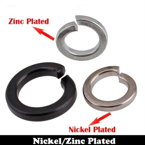 M2 M2.5 M3 M4 M5 M6 M8 Nickel Plated Carbon Steel DIN127 GB93 Square End Gasket Ring Cushion Split Lock Spring Washer