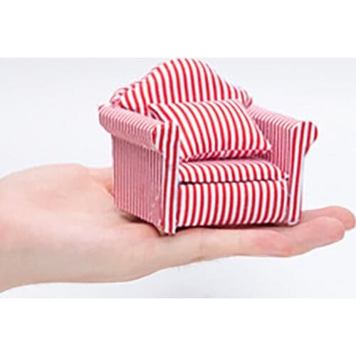 1/12 Doll House Miniature Fabric Single Sofa with Pillow Simulation Furniture Toys for Mini Decoration Dollhouse Accessories